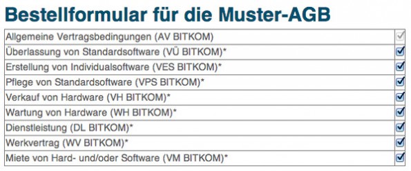 BITKOM: Der Branchenverband hat seine Muster-AGB überarbeitet. (Screenshot: BITKOM)